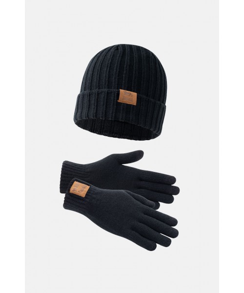 Zestaw czapka zimowa i rękawiczki LONSDALE LONDON DEAZLEY Czarny