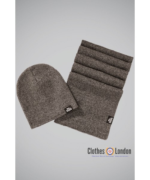 Zestaw czapka zimowa i szalik Lonsdale London Leafield Brązowy