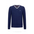 Wełniany sweter MERC LONDON BRECON Granatowy