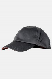 Czarna czapka z daszkiem z czerwoną szkocką kratkę w wewnątrz Harrington x Béton Ciré