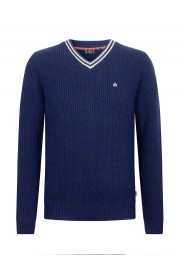 Wełniany sweter MERC LONDON BRECON Granatowy