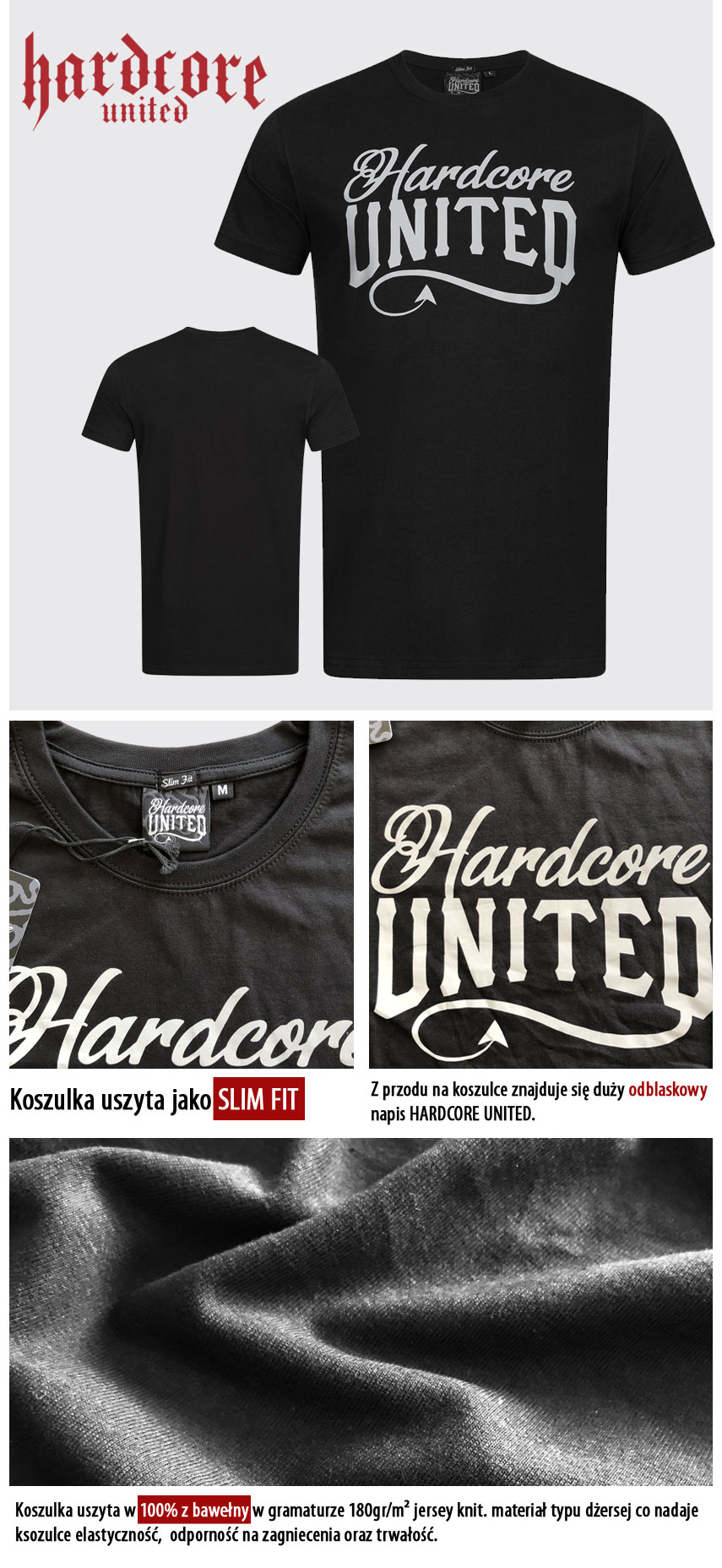 T-shirt HARDCORE UNITED REFLECT czarny
